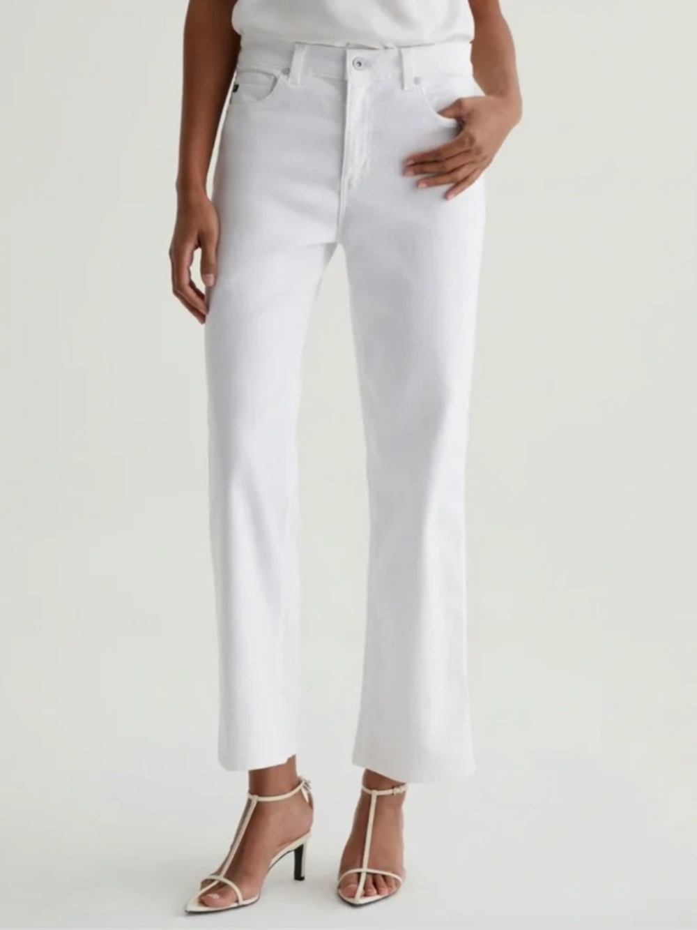 NWOT AG Adriano Goldschmied Brinley Mid Rise Crop jeans, Gallery White, Size 28